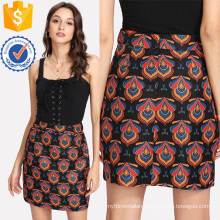 Ornate Print Textured Skirt Manufacture Wholesale Fashion Women Apparel (TA3097S)